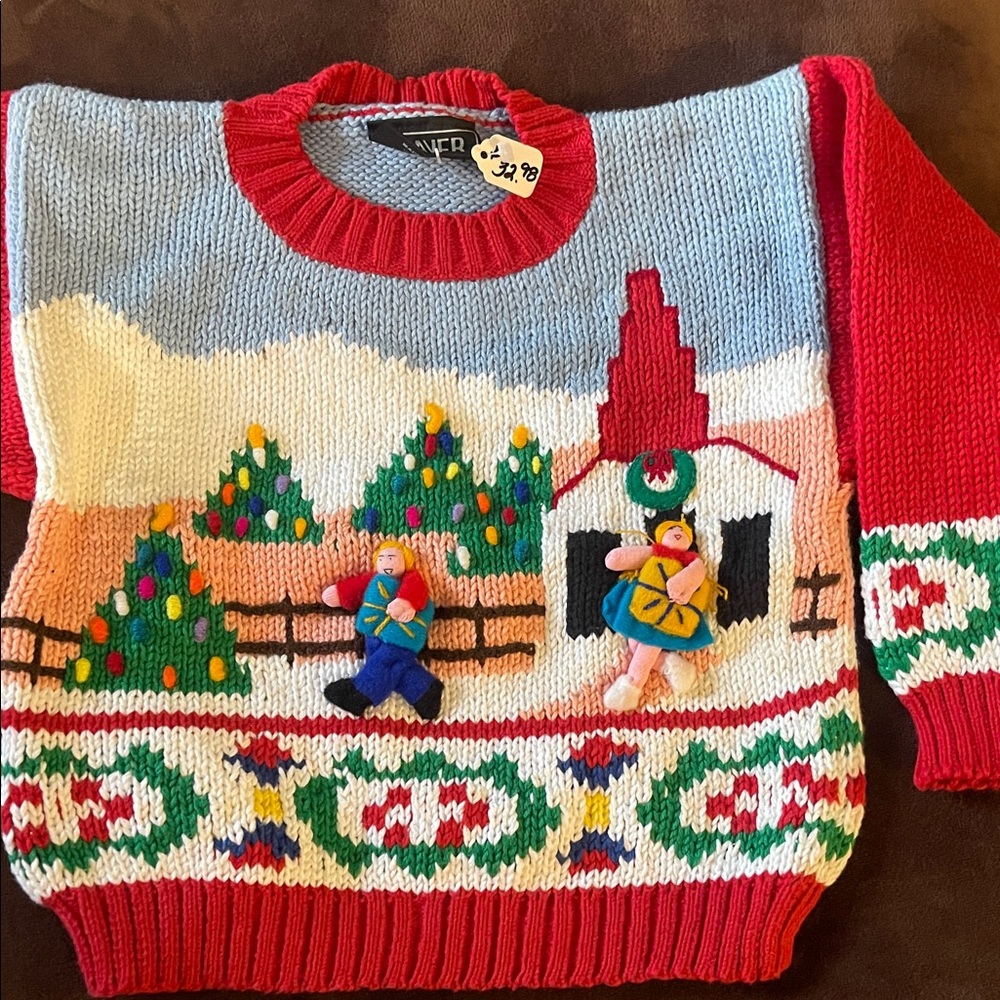 VTG Claver Hand Knit Embroidered Christmas sweater